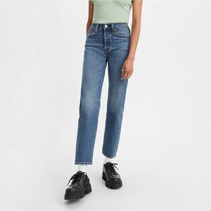Levi's Premium Big E Wedgie Straight Medium Wash Button Fly Mom Jeans Women's 26